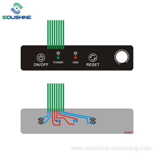 Four metal dome button membrane keypad with hole